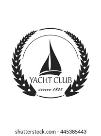 Yacht club emblem vector logo templates. Yachts silhouettes. Vector line yachts icon, vector illustration. Yachting and regatta symbols