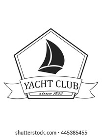 Yacht club emblem vector logo templates. Yachts silhouettes. Vector line yachts icon, vector illustration. Yachting and regatta symbols