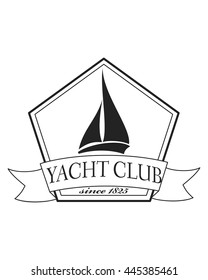 Yacht club emblem vector logo templates. Yachts silhouettes. Vector line yachts icon, vector illustration. Yachting and regatta symbols
