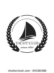 Yacht club emblem vector logo templates. Yachts silhouettes. Vector line yachts icon, vector illustration. Yachting and regatta symbols