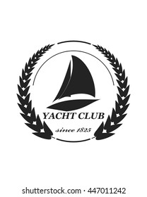 Yacht club emblem vector logo templates. Yachts silhouettes. Vector line yachts icon, vector illustration. Yachting and regatta symbols