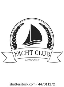 Yacht club emblem vector logo templates. Yachts silhouettes. Vector line yachts icon, vector illustration. Yachting and regatta symbols