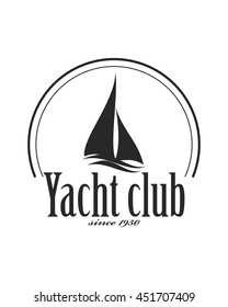 Yacht club emblem vector logo templates. Yachts silhouettes. Vector line yachts icon, vector illustration. Yachting and regatta symbols