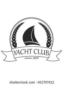 Yacht club emblem vector logo templates. Yachts silhouettes. Vector line yachts icon, vector illustration. Yachting and regatta symbols