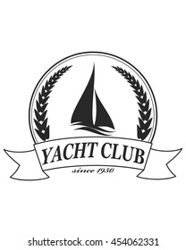 Yacht club emblem vector logo templates. Yachts silhouettes. Vector line yachts icon, vector illustration. Yachting and regatta symbols
