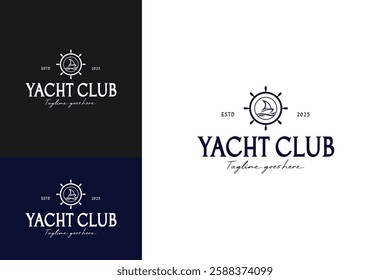 Yacht club logo design template vector illustration