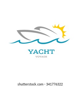 Yacht club logo. Sea or ocean trip adventure concept symbol.