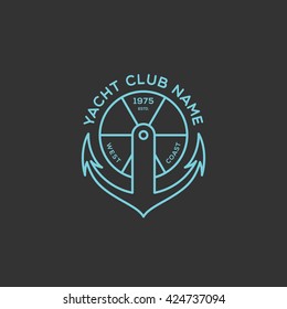 Yacht club logo template design. Vector illustration.