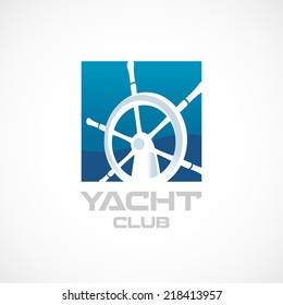 Yacht club logo template. Helm sign.