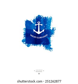 Yacht club logo. Watercolor