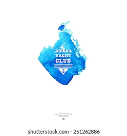 Yacht club logo. Watercolor