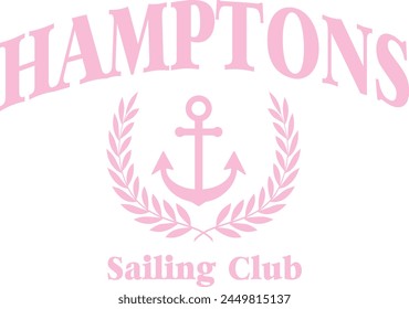 Yacht Club nautical luxury sea ocean Sailing Boat Anchor slogan sailor trending Fashion Vector Varsity Cute Trending T-shirt Apparel  logo slogan graphic artwork typography tote badge emblem crest