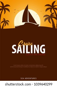 Yacht club and sailing sport Poster. Sea travel. Vector illustration