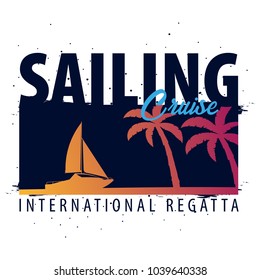 Yacht club and sailing sport. Sea travel. Vector illustration