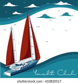 Yacht club. Sea and Ocean Travel Element. Sport and Holiday Template.