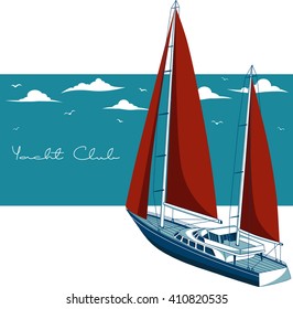 Yacht club. Sea and Ocean Travel Element. Sport and Holiday Template.