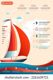 Yacht club UI UX web design with sail boat