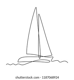 Yacht continuous line illustration