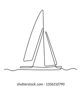 Yacht continuous line vector illustration