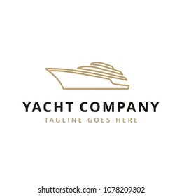 Yacht Cruise Boat Ship for Ocean Vacation Logo design inspiration with minimalist line art style