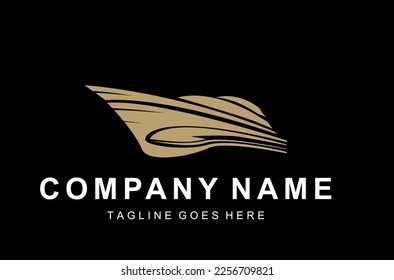 Yacht Cruise Boat Ship for Ocean Vacation Logo design inspiration with minimalist line art style