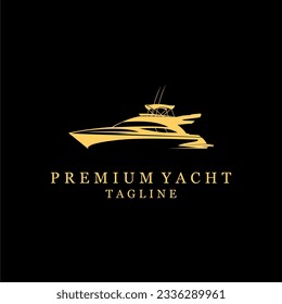 Yacht Cruise Boat Ship for Ocean Vacation Logo 