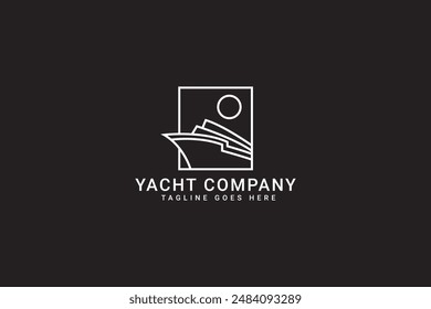 Yacht Cruise Boat Ship for Ocean Vacation Logo design inspiration with minimalist line art style