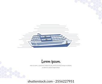 Yacht or cruise ship simple doodle flat vector art for wall decoration landscape. vector illustration simple image. collection of transportation cartoon illustrations. for room decoration, events, etc