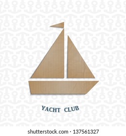 Yacht cut out of cardboard. Vector EPS10