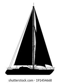 Yacht. Detailed vector illustration of black yacht isolated on white background.