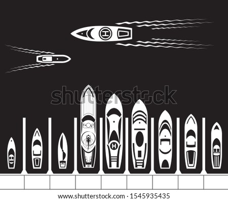 Yacht dock from above - vector illustration