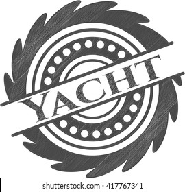 Yacht draw with pencil effect