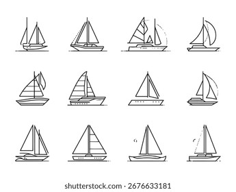 Iate elegante vela vetor gráfico