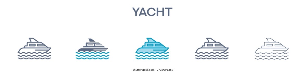 Yacht Element For Design Graphic - Multi Styles. Line Icons For Luxury Travel, Sea, And Vacation
