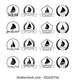 Yacht emblem vector logo templates. Yachts silhouettes. Vector line yachts icon,  vector illustration. Yachting and regatta symbols
