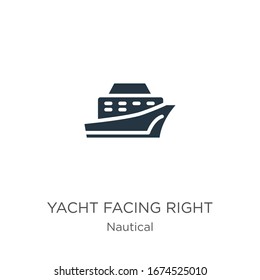 Yacht facing right icon vector. Trendy flat yacht facing right icon from nautical collection isolated on white background. Vector illustration can be used for web and mobile graphic design, logo, 