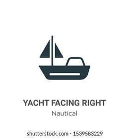 Yacht facing right vector icon on white background. Flat vector yacht facing right icon symbol sign from modern nautical collection for mobile concept and web apps design.