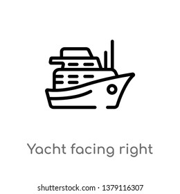 yacht facing right vector line icon. Simple element illustration. yacht facing right outline icon from nautical concept. Can be used for web and mobile