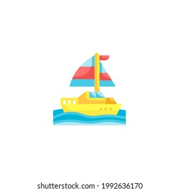 yacht Flat Icon Isolated On White Background