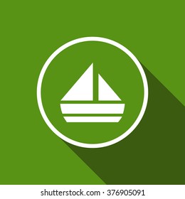 yacht flat icon with long shadow. vector illustration
