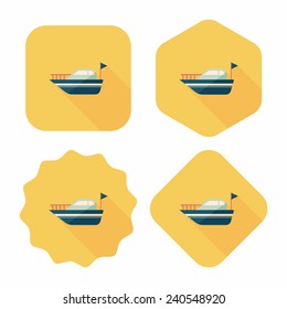 Yacht flat icon with long shadow,eps10