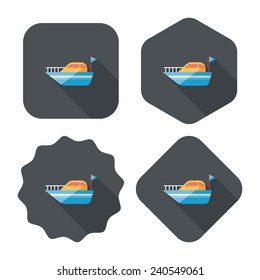 Yacht flat icon with long shadow,eps10