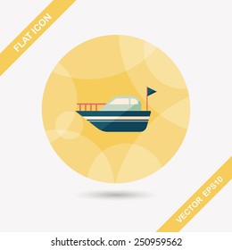 Yacht flat icon with long shadow,eps10