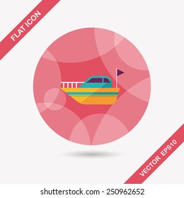 Yacht flat icon with long shadow,eps10