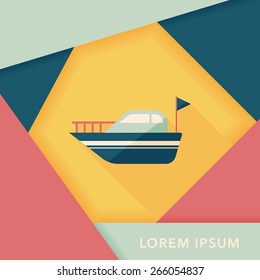 Yacht flat icon with long shadow,eps10