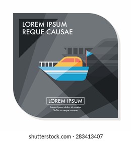 Yacht flat icon with long shadow,eps10