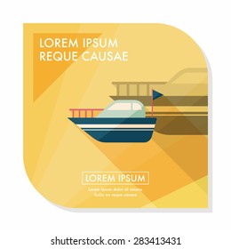Yacht flat icon with long shadow,eps10