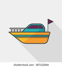 Yacht flat icon with long shadow,eps10