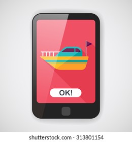 Yacht flat icon with long shadow,eps10