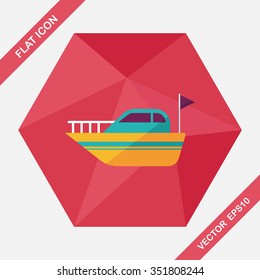 Yacht flat icon with long shadow,eps10